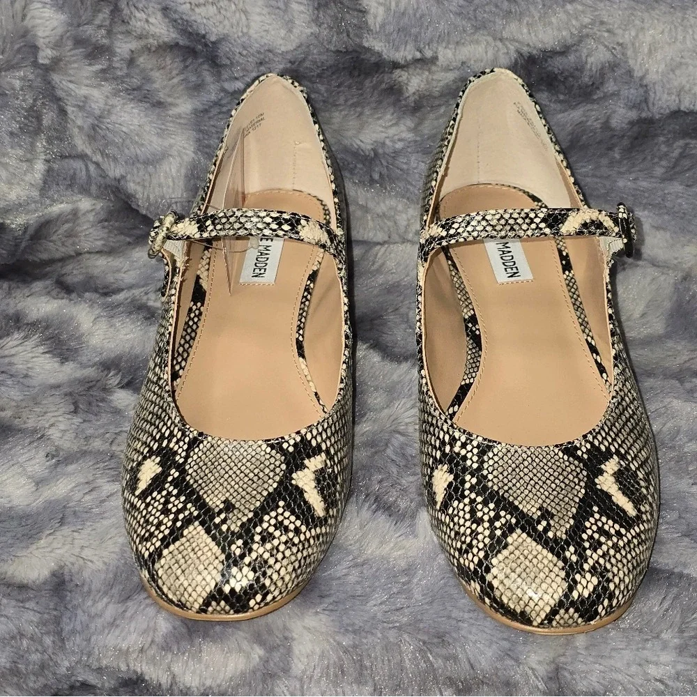 NWB Steve Madden Women's Jodee Block Heel Mary Jane Snake‎ Print Size 10